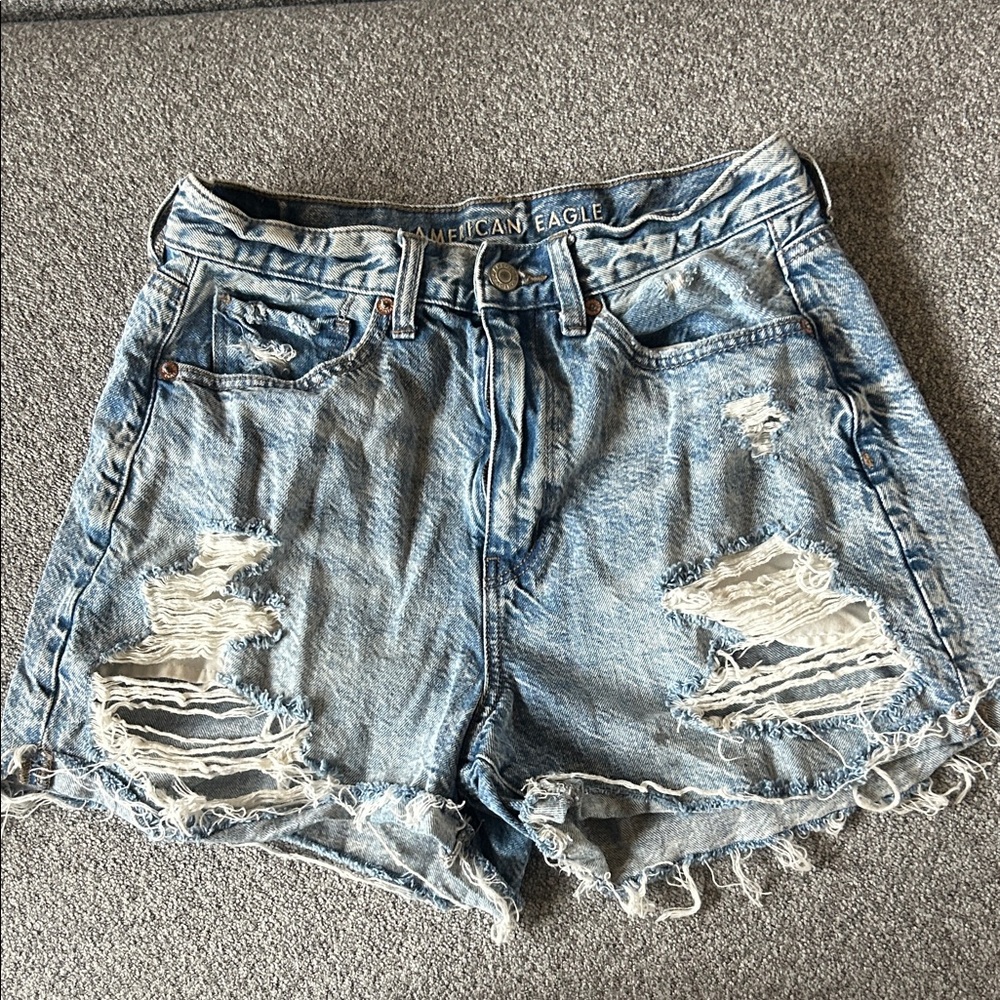 American Eagle Outfitters Distressed Light Blue Jean Shorts